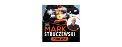 Image of a man holding a clock with the words below: The Mark Struczewski Podcast